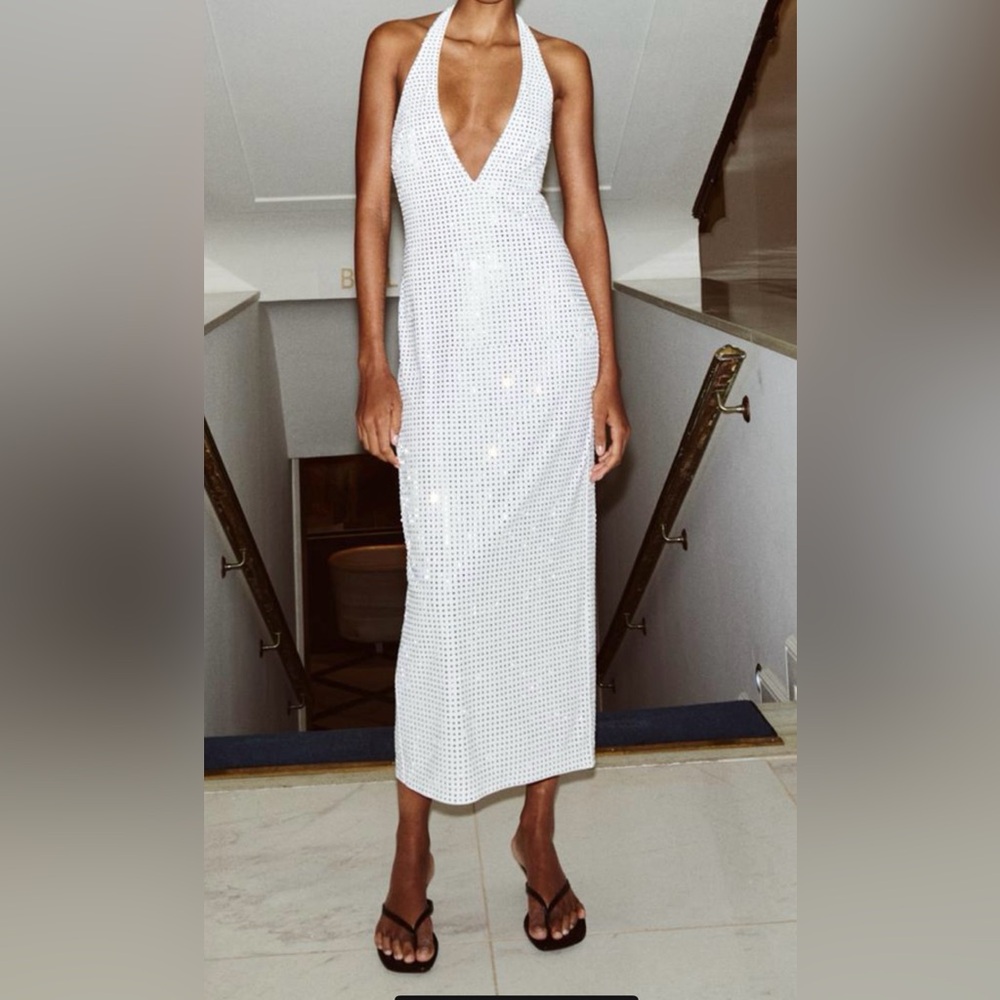 Zara White Halter Midi Dress